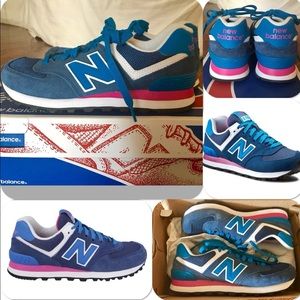 New Balance 574 Retro Lifestyle Sneakers 6/36.5 Blue Pink NIB